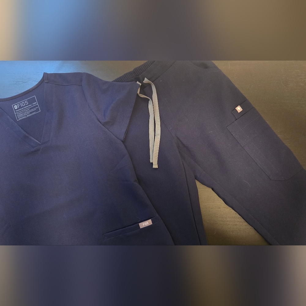 Figs Navy Blue Straight Leg Pants